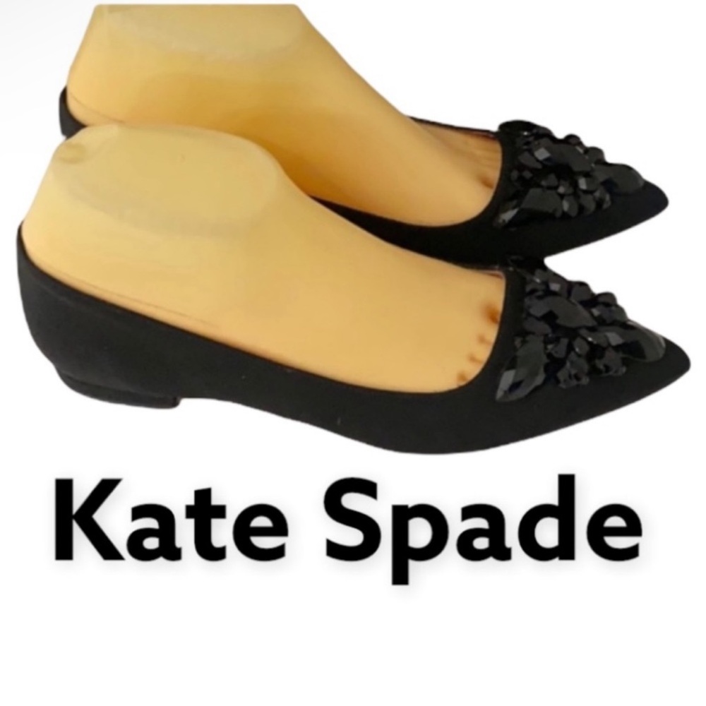 Authentic Kate Spade ♠️ black fabric designer flats Sz 7 - Picture 2 of 8